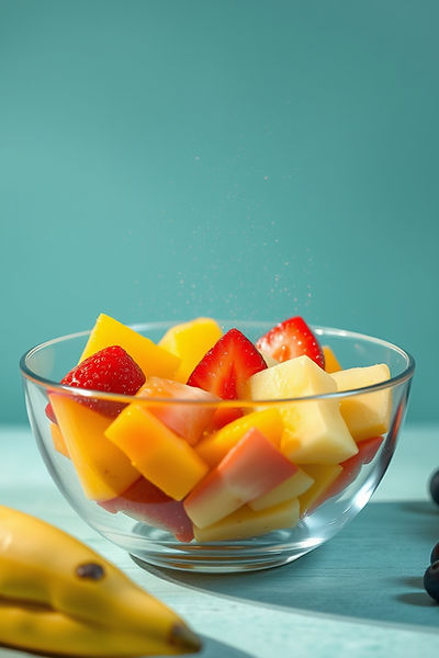 A beautiful bowl of fruit with lightly s