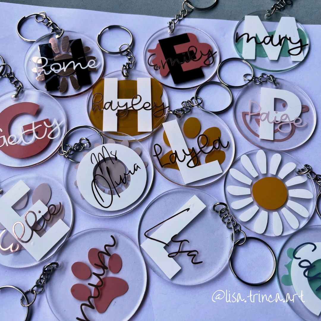Custom acrylic name keyring