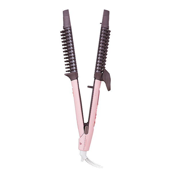 Thumbnail: TESCOM elims me Negative Ion 2WAY Straightener Brush Hair Iron (Pink)