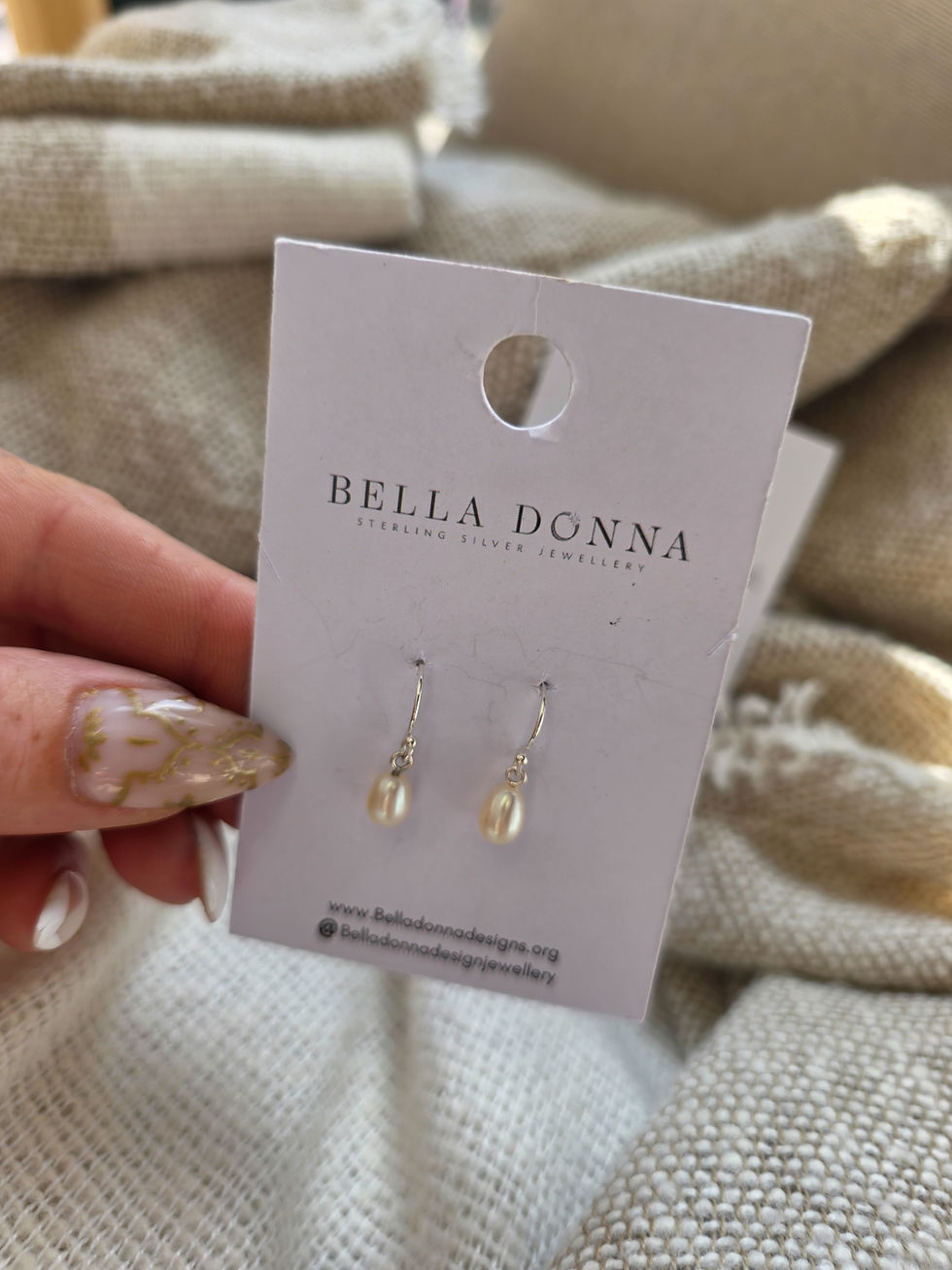Thumbnail:  Pearl drop fish hook earrings