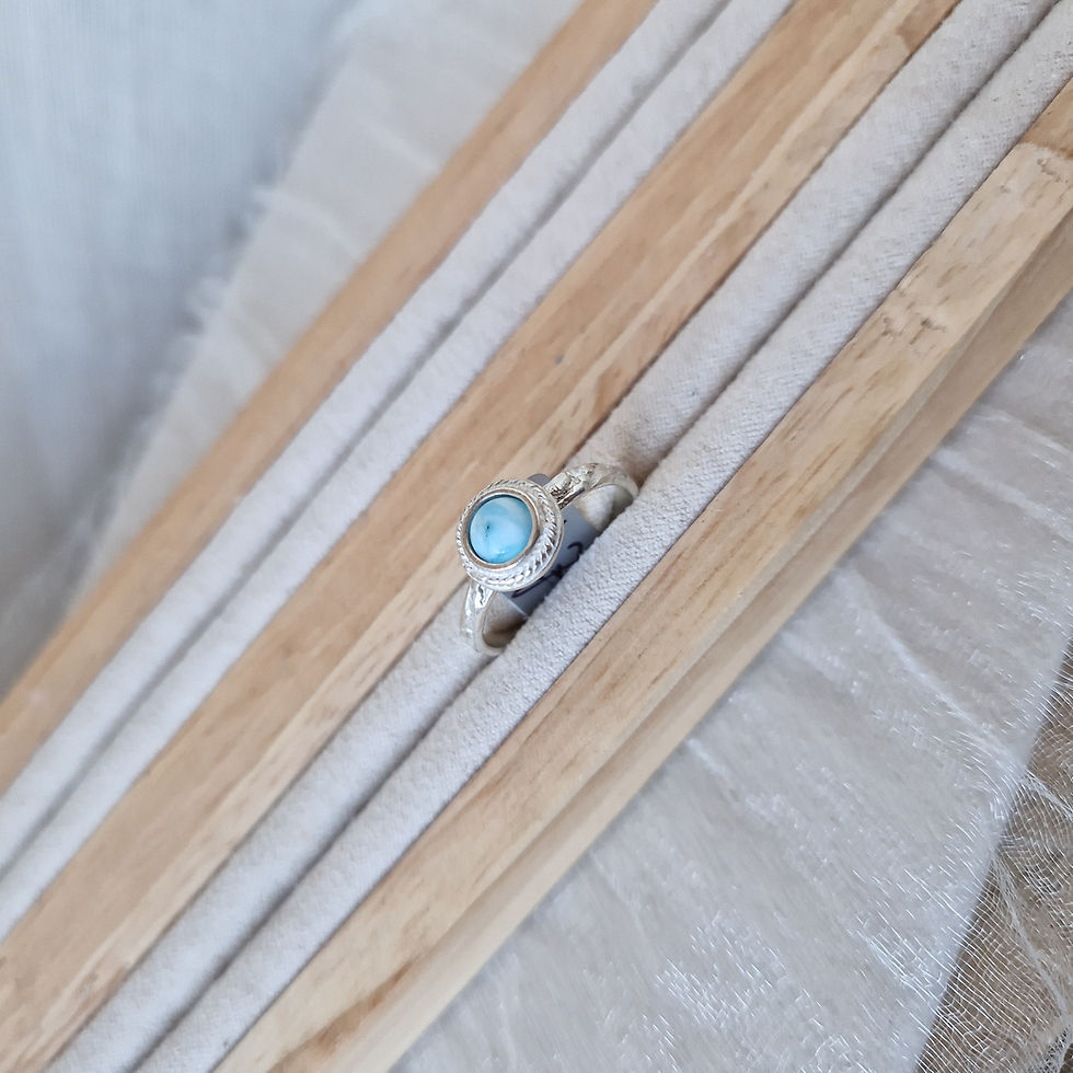 Thumbnail: 'Celeste' Sterling silver larimar pink tourmaline sapphire ring rings