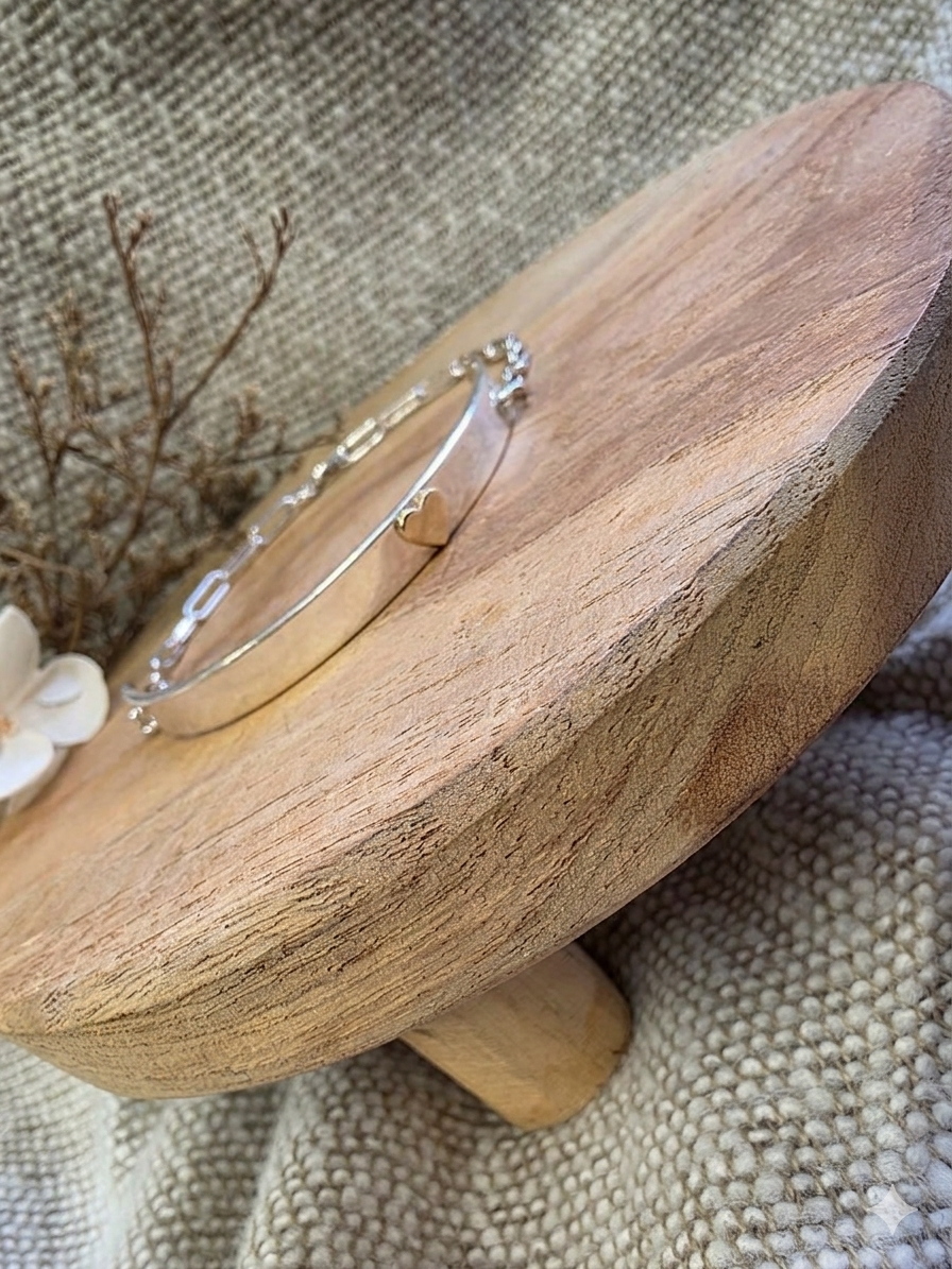 Thumbnail: Sterling Silver Gold I.D Personalised engraved bar bracelet bangle