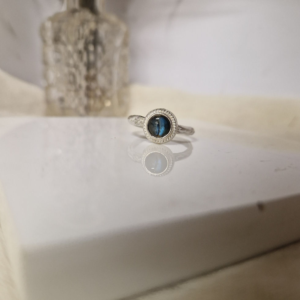 Thumbnail: 'Celeste' Sterling silver larimar pink tourmaline sapphire ring rings