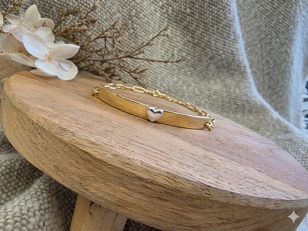 Thumbnail: Sterling Silver Gold I.D Personalised engraved bar bracelet bangle