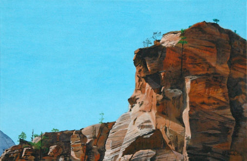 Zion 2.jpg Zion National Park acrylic canvas painting art gouache mountain landscape
