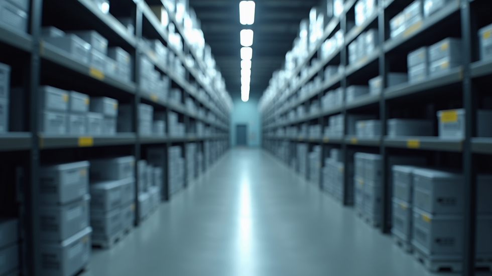 Eye-level view of a high-tech storage facility with neatly organized shelves