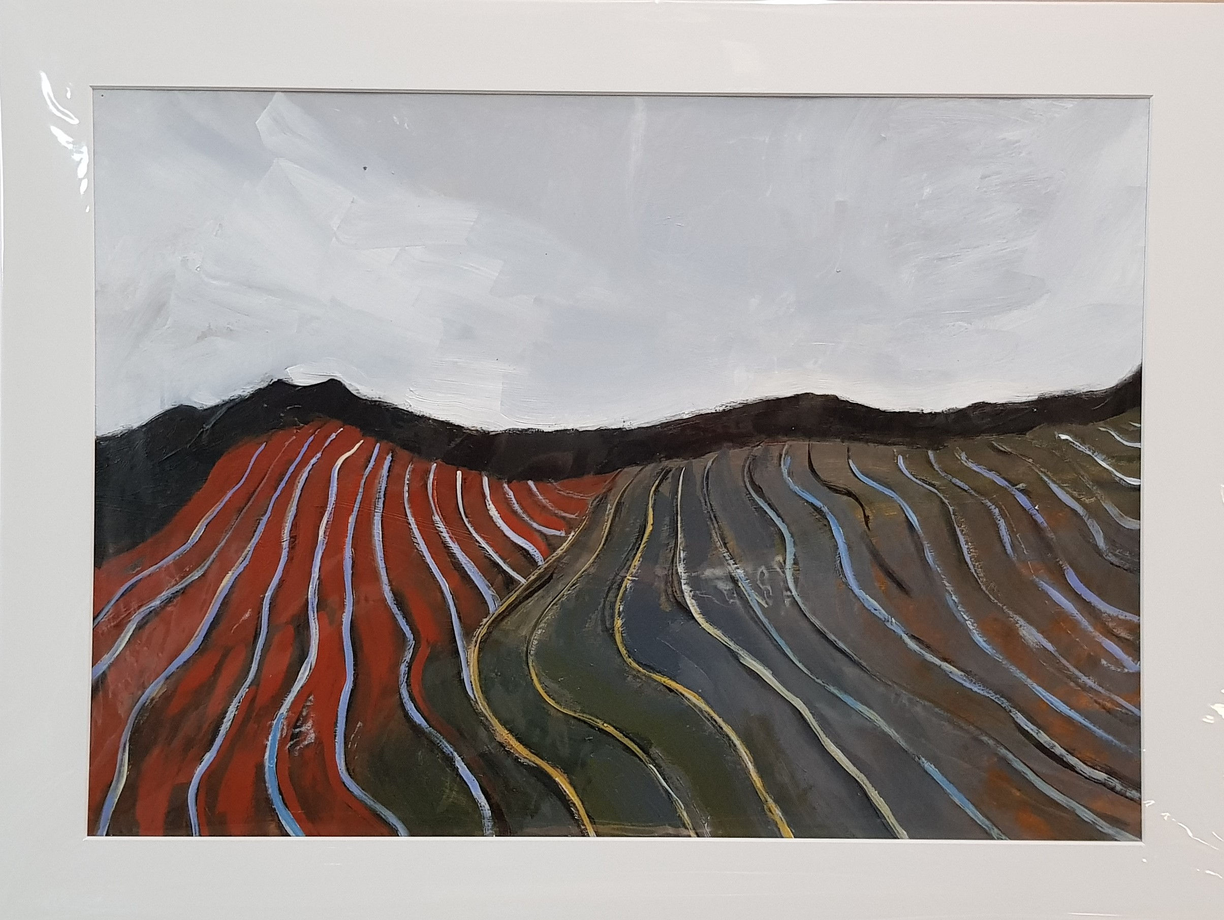 Nr 40: Landschap met voren 2, 2022, 50x70cm, acryl op papier