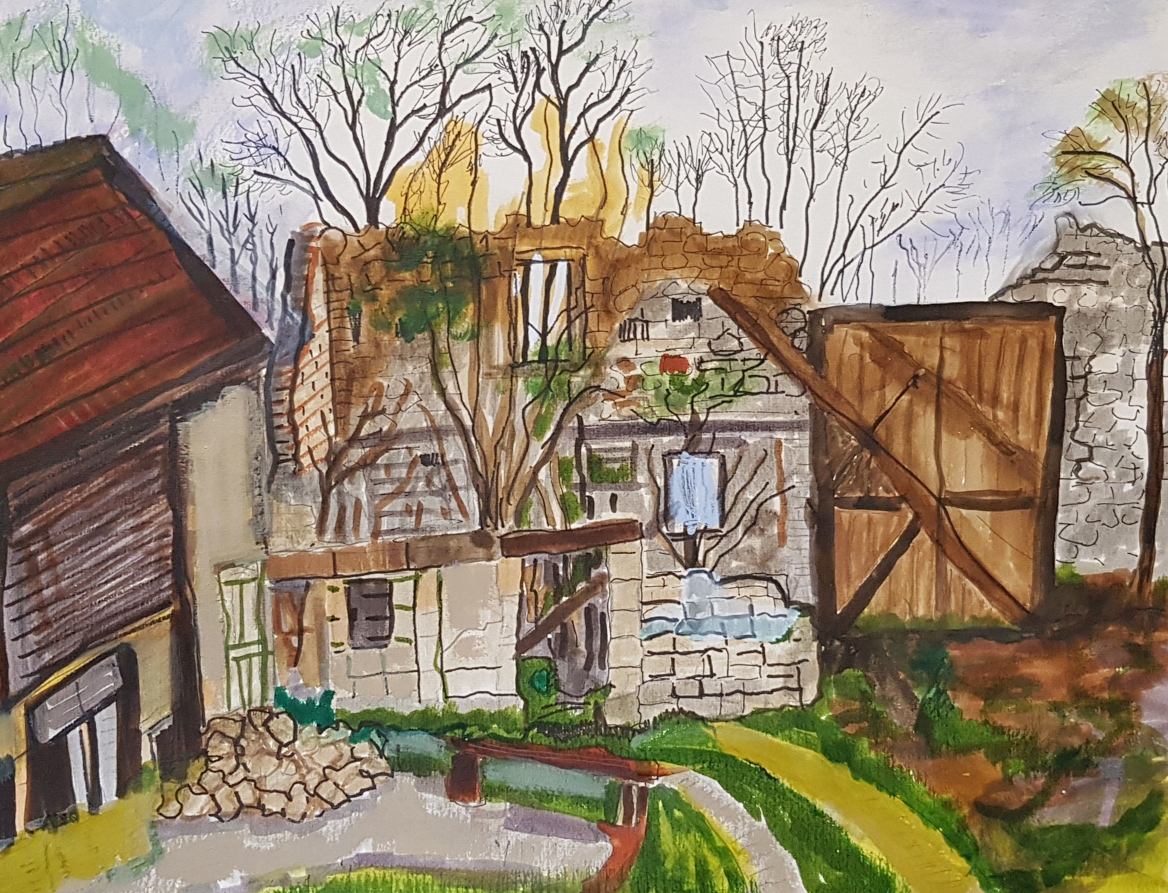 Nr 35: Ruine, 2023, 40x50cm, acryl op papier.