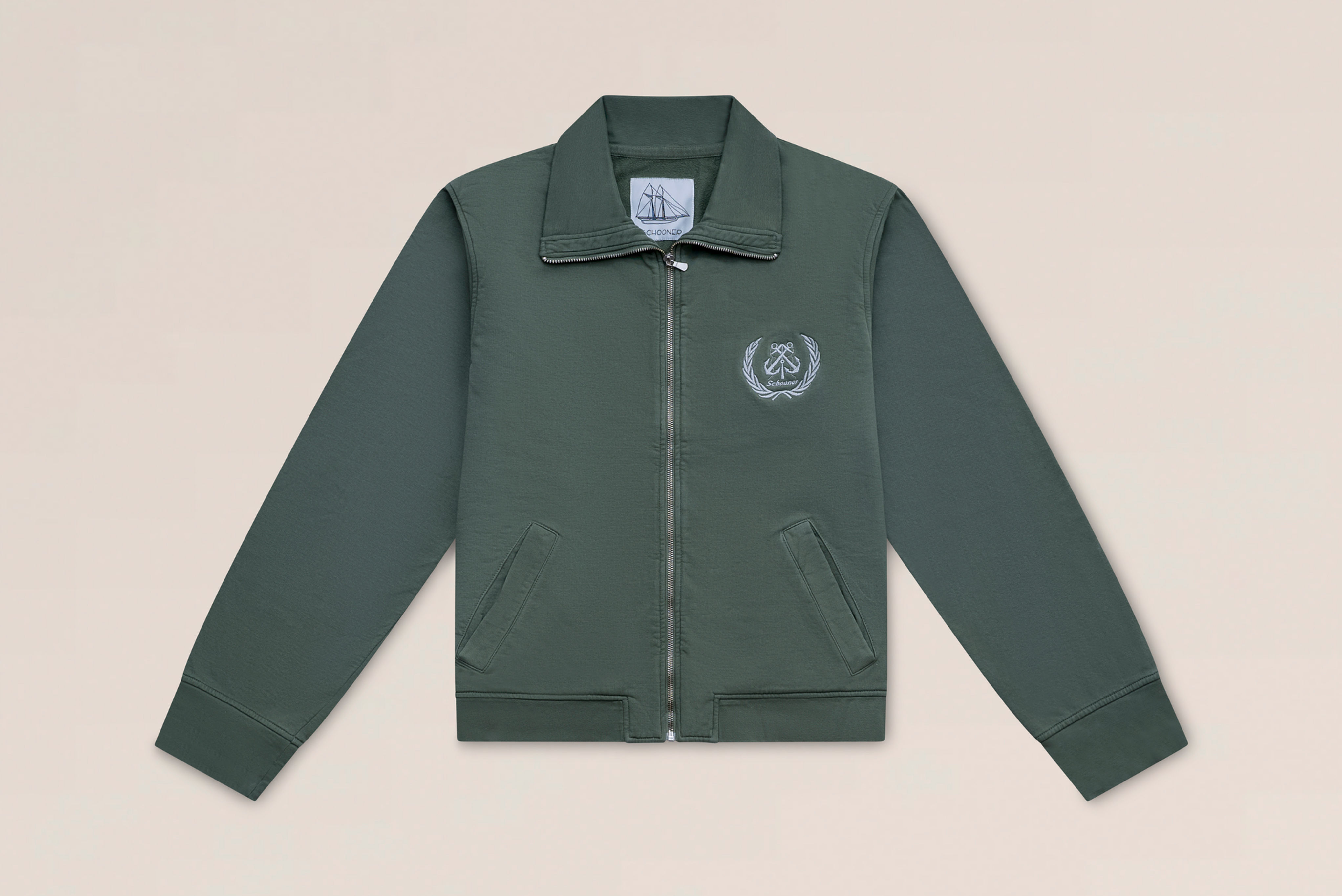 SWEAT SCHOONER ZIP GREEN