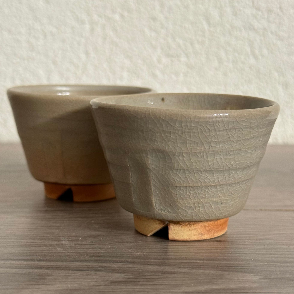 Thumbnail: M086)Hagi ware Dousen Tsuchitani sencha cup,mini tea cup(2 for €24,00)