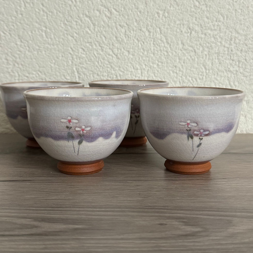Thumbnail: A098)Hagi ware Yuka Matsuo tea cup(4 for €72,00)
