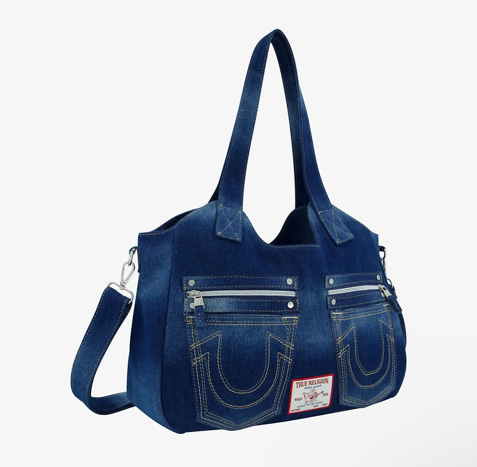 Thumbnail: True Religion Horseshoe Stitch Dark Denim Satchel, Dark Denim
