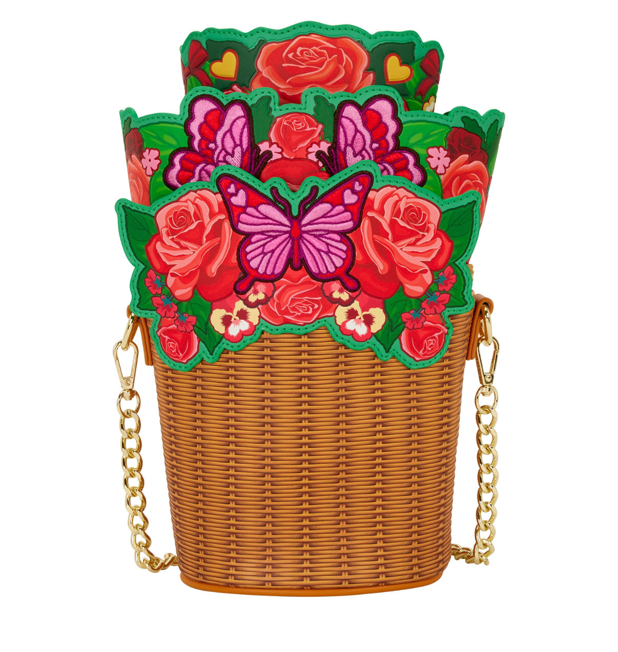 LOUNGEFLY FIGURAL FLOWER BASKET CROSSBODY BAG