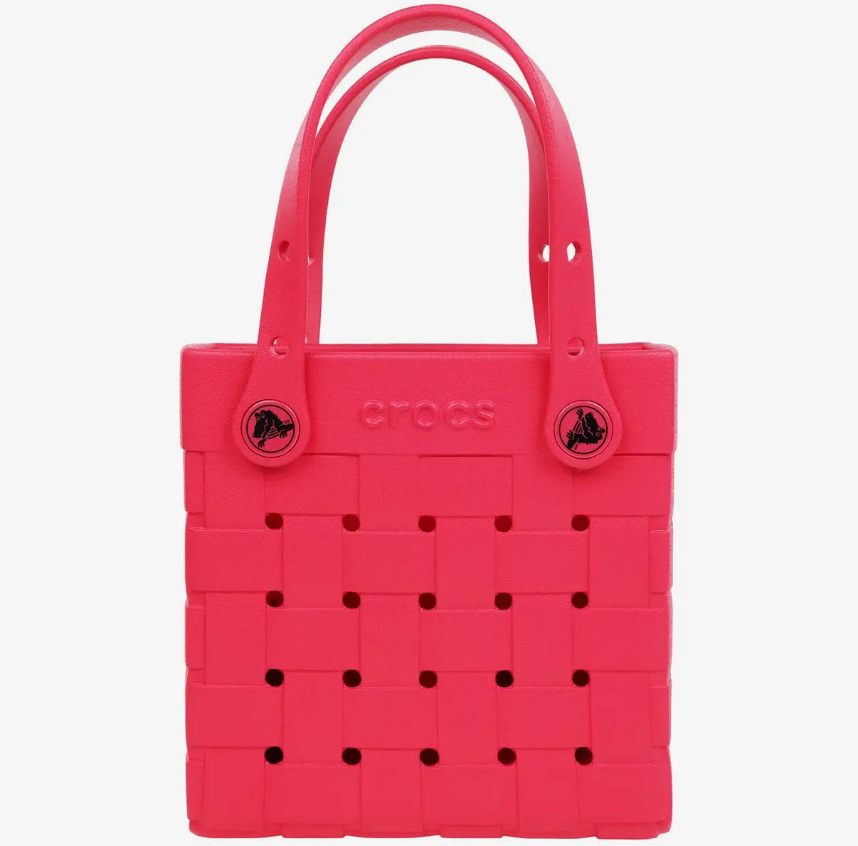 Crocs Small Woven Crossbody Tote w/ Top Handles & Strap - Red