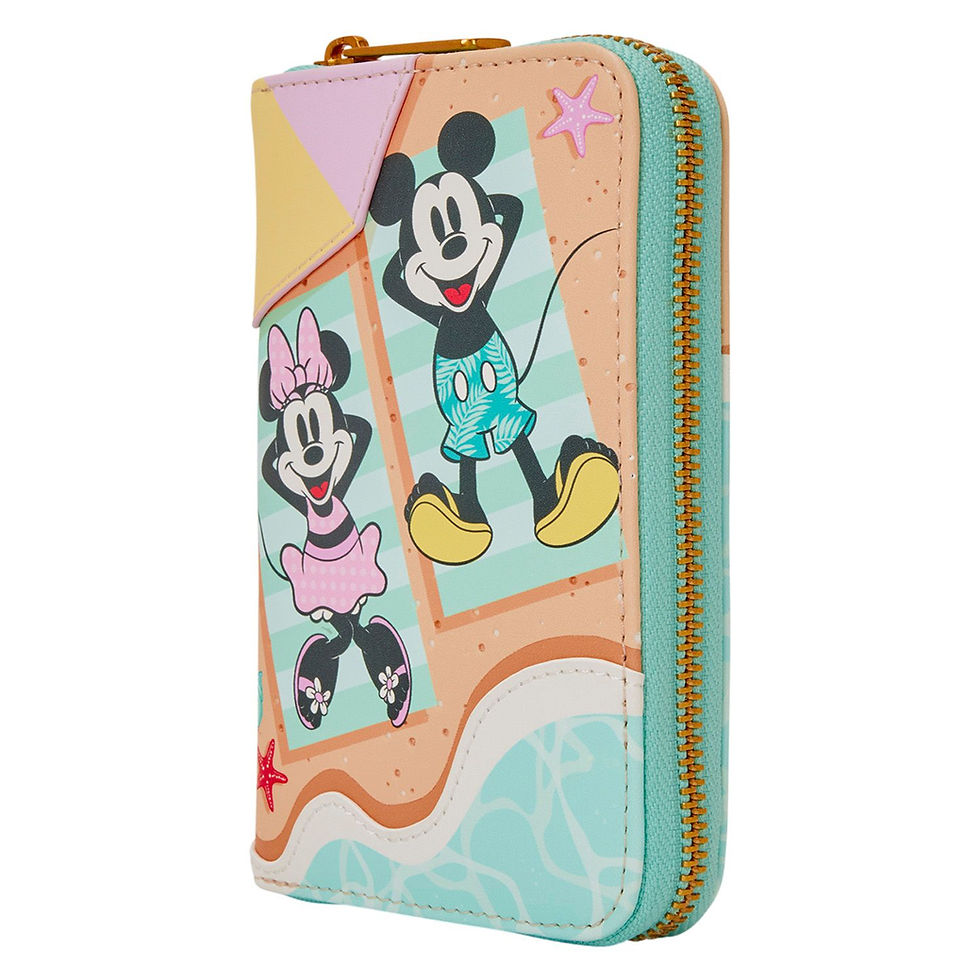 Thumbnail: Mickey & Minnie Sunbathing Beach Fun Pluto Floaty Zip Around Wallet by Loungefly