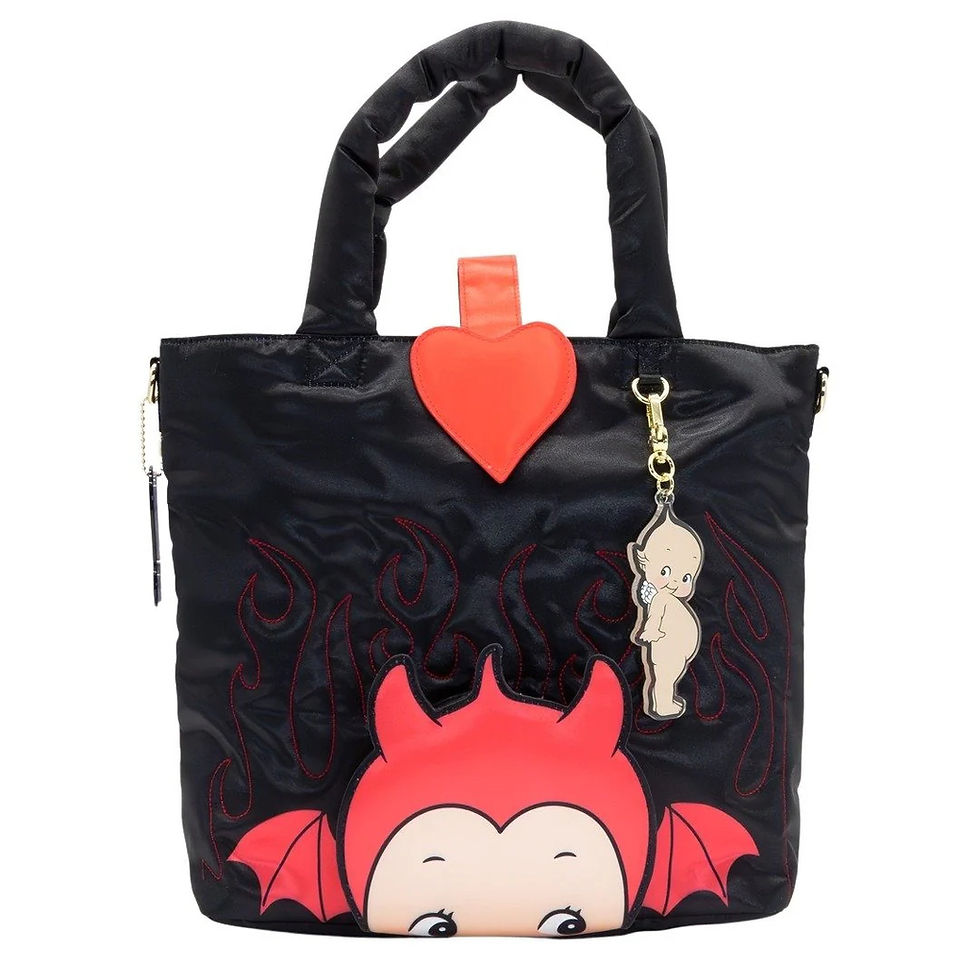 Thumbnail: Kewpie Devil Puffy Tote Bag with Angel Acrylic Charm by WMYH!