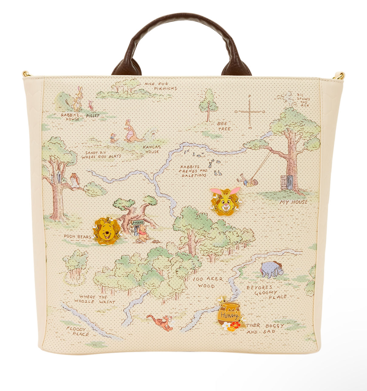 Loungefly Winnie the Pooh Hundred Acre Wood Tote Pin Trader Crossbody Bag