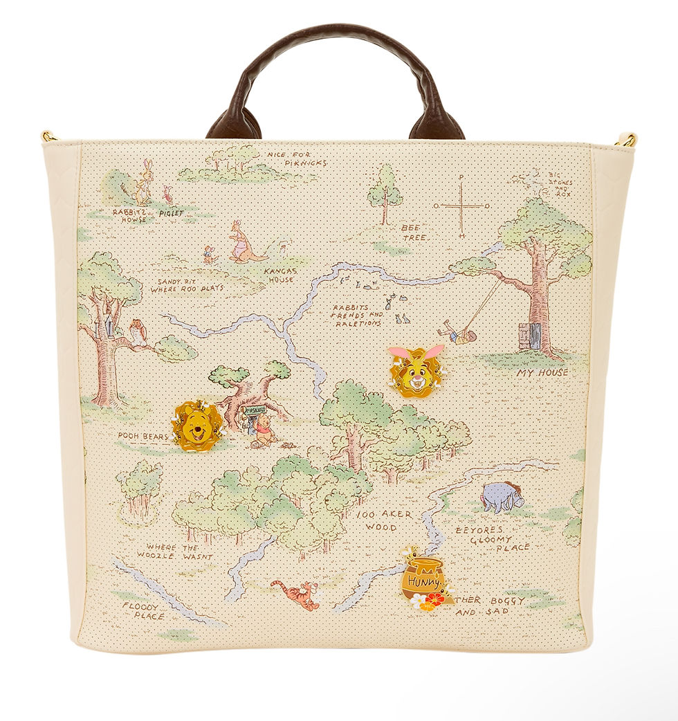 Thumbnail: Winnie the Pooh Hundred Acre Wood Map Pin Trader Tote Crossbody Bag by Loungefly