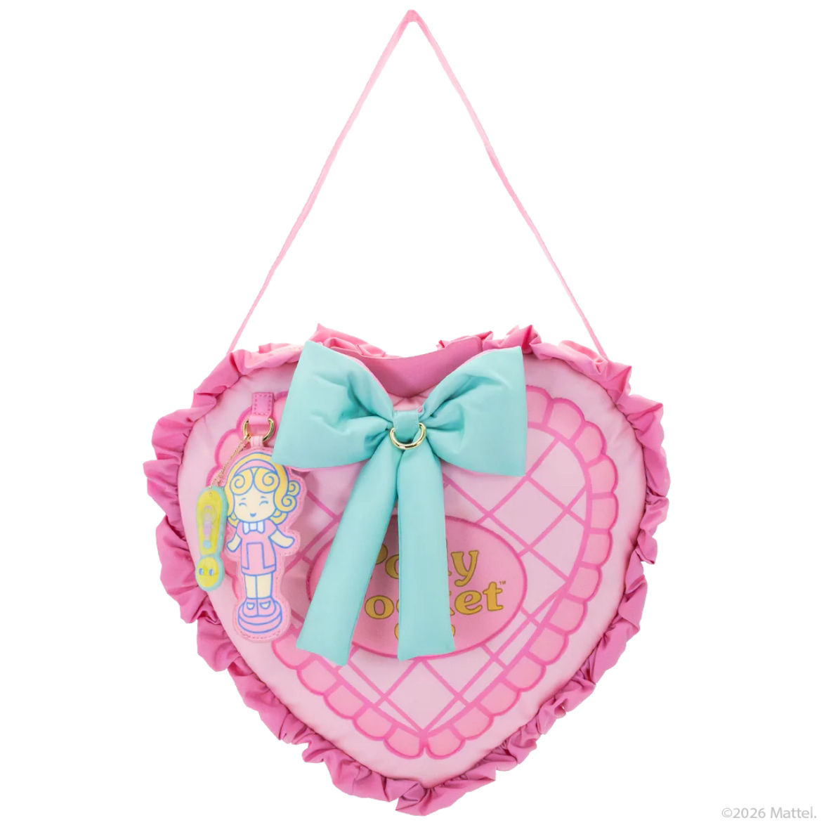 POLLY POCKET OVERSIZED HEART SHAPED PADDED NYLON TOTE BAG