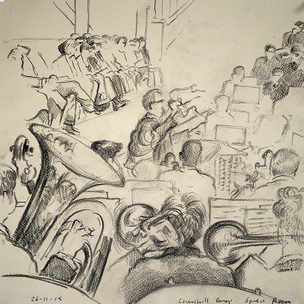 A Harrow Journey - Churchill Songs, Speech Room, 26-11-15 Crayon on paper. Simon Page