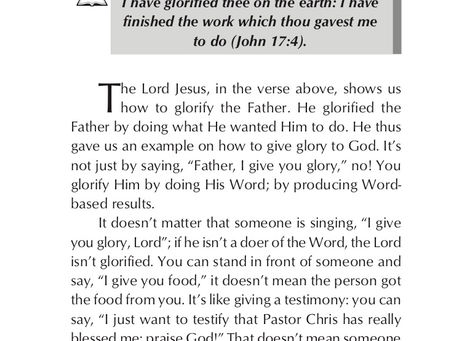 GLORIFY HIM BY DOING HIS WORD