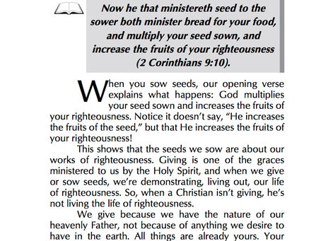 THE FRUITS OF YOUR RIGHTEOUSNESS