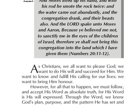 FOLLOW HIS WILL, PURPOSE AND PLAN