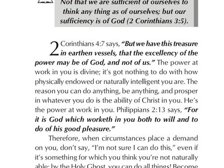 BE CONSCIOUS OF YOUR ABILITY IN CHRIST