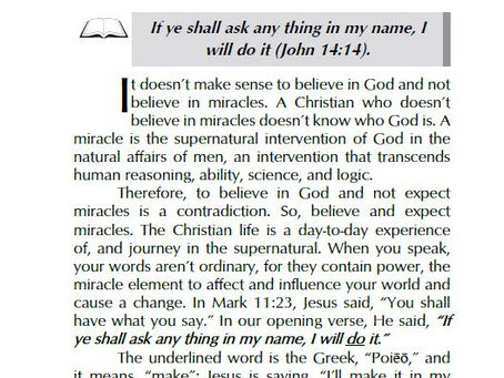 BELIEVE AND EXPECT MIRACLES