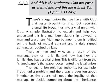 ETERNAL LIFE AND OUR VITAL UNION WITH GOD