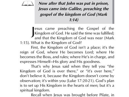 HIS KINGDOM IN OUR HEARTS