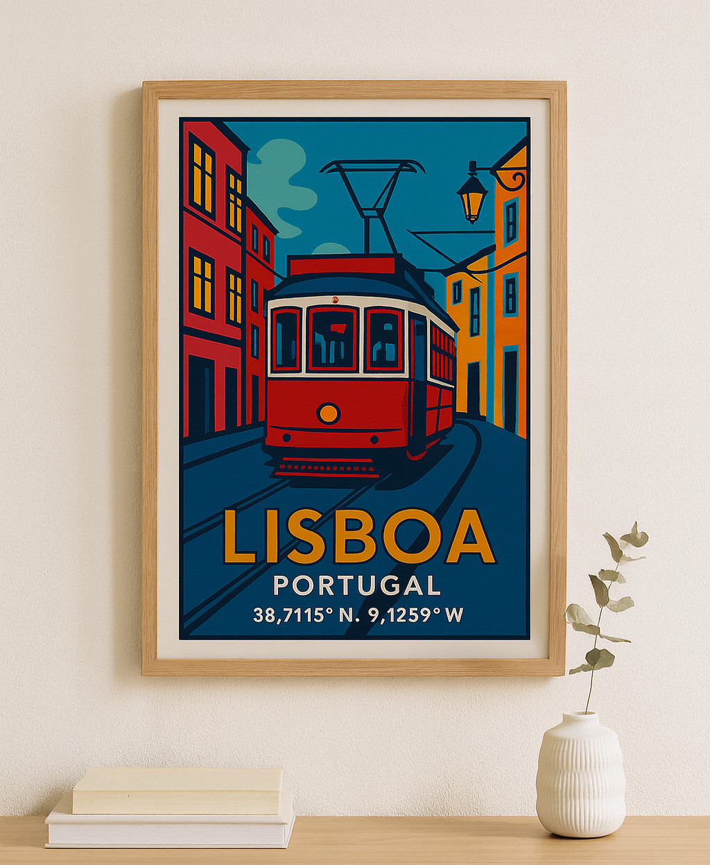 Lisboa Red Tram Vector Art Poster