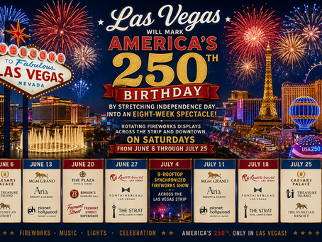 Las Vegas to celebrate America’s birthday with nation’s largest fireworks display.