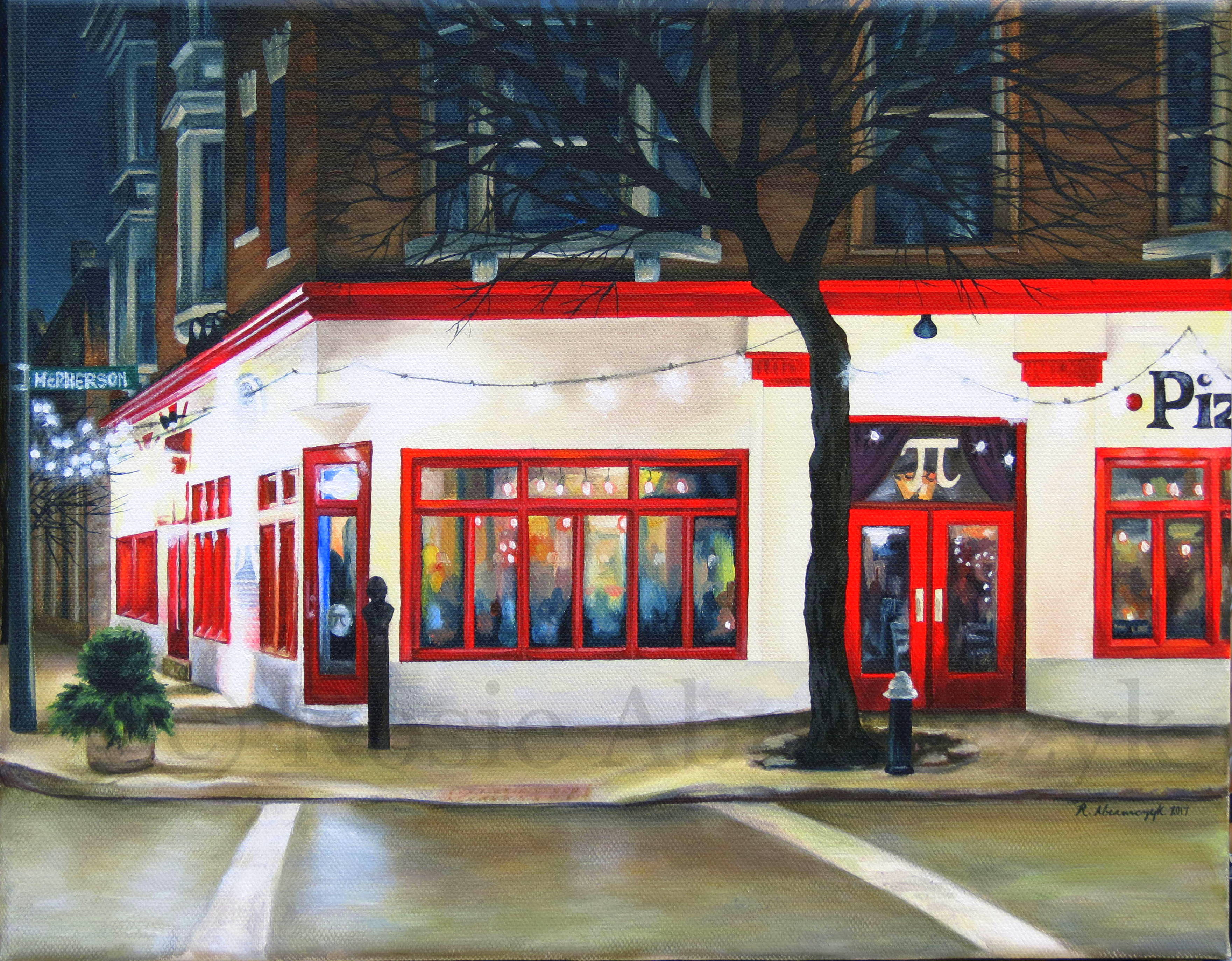 Pi Pizzeria CWE, by Rosie Abramczyk, 2017, Oil Painting