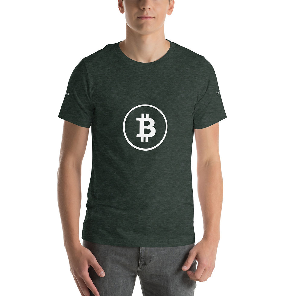 Thumbnail: WHITE BITCOIN - #LETSBREAKFREE - PRINTED - Unisex T-Shirt