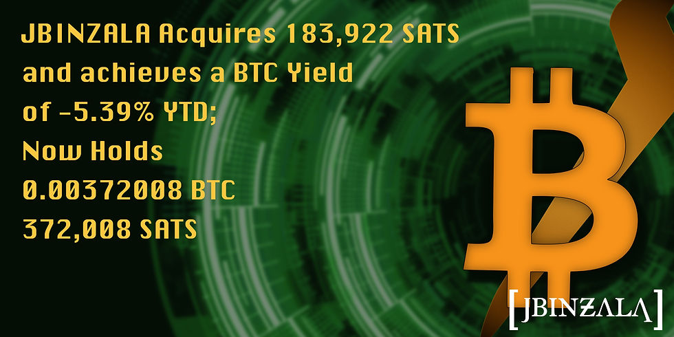 JBINZALA Acquires 183,922 SATS and Now Holds 0.00372008 BTC 372,008 SATS