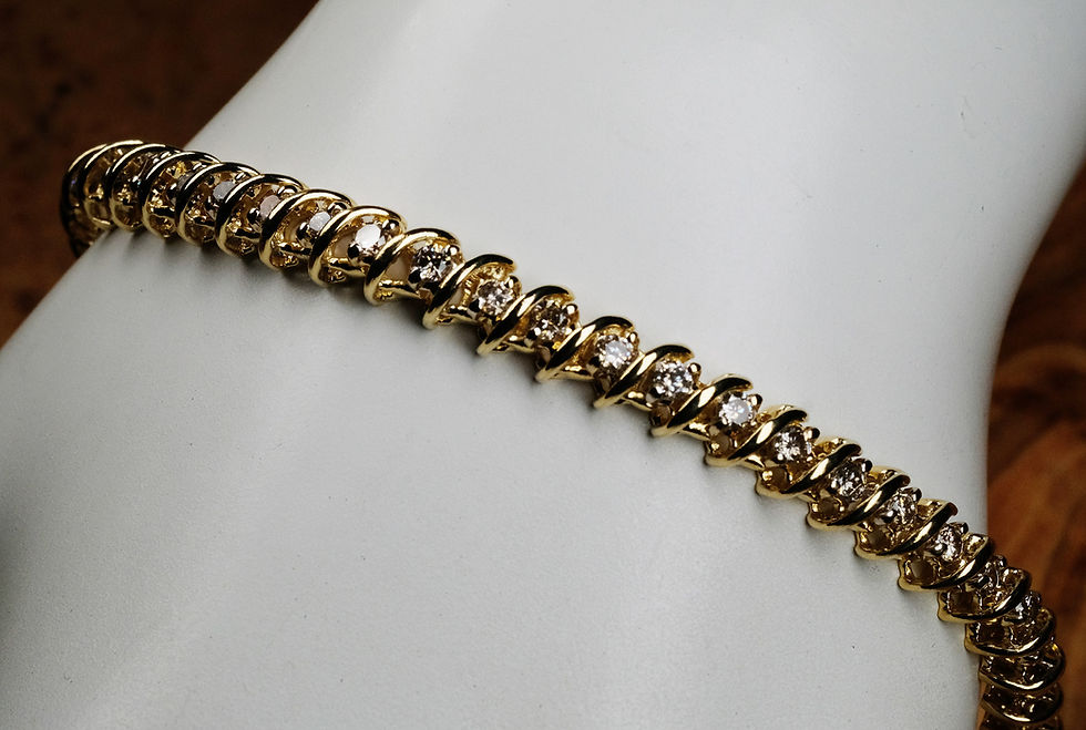 Thumbnail: Pre-Owned 14K YG 2.25ct VLB Diamond Tennis Bracelet 14.6g 7"