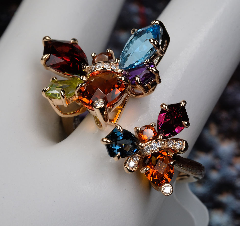 Thumbnail: NEW Bellarri "Queen Bee" 14K RG Multi-Gemstone Diamond Ring
