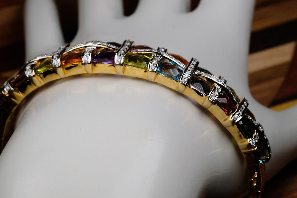 Thumbnail: Pre-Owned Bellarri 18K "Mosaic" Multi-Gem Bangle Bracelet 6.75"