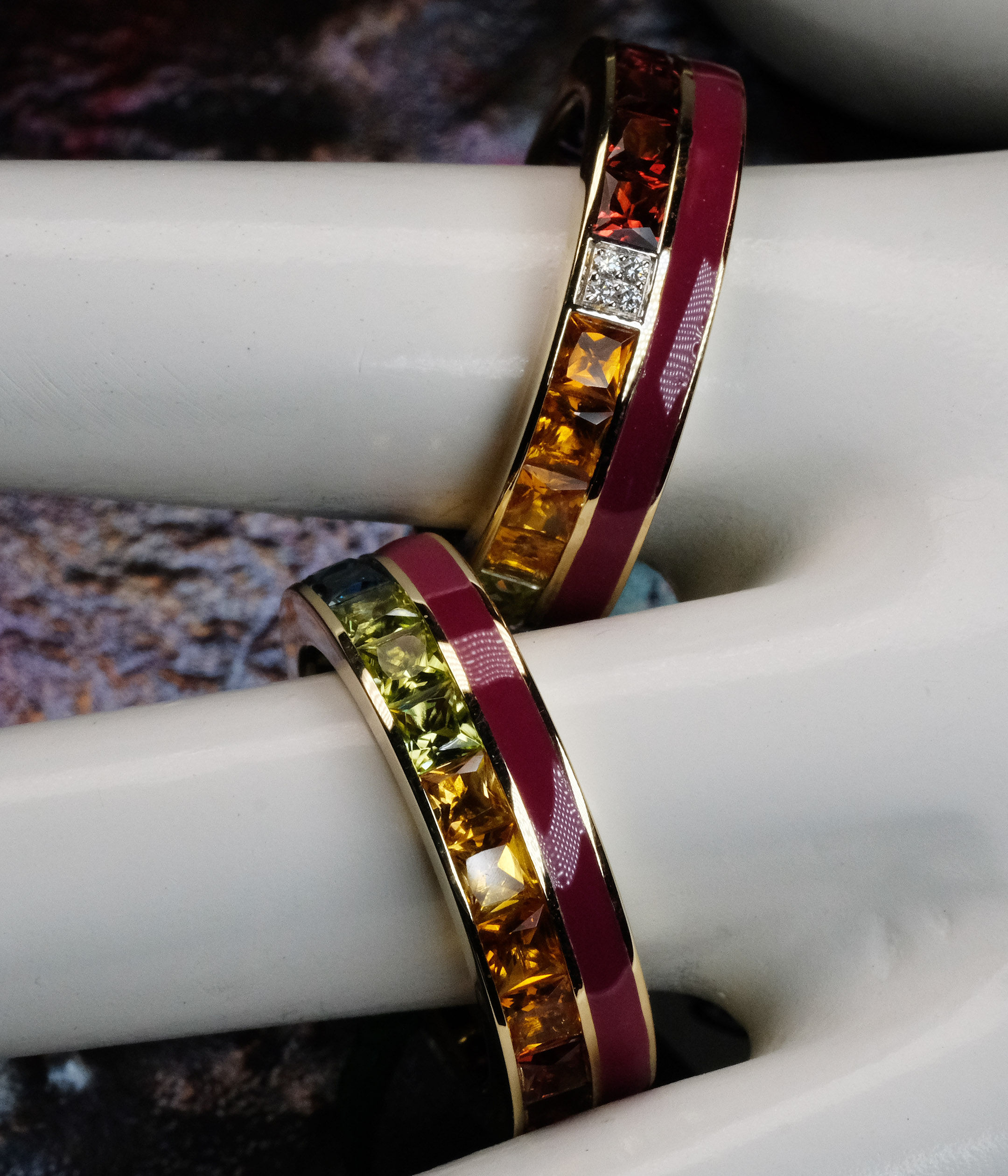 NEW Bellarri "Napoli" 14K Enamel Gemstone Rings - With or Without Diamonds!