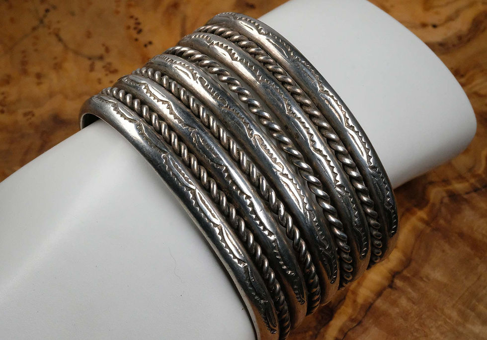 Thumbnail: Pre-Owned Navajo Guy K Williams Sterling Cuff Bracelet 97.3gm 6.25"