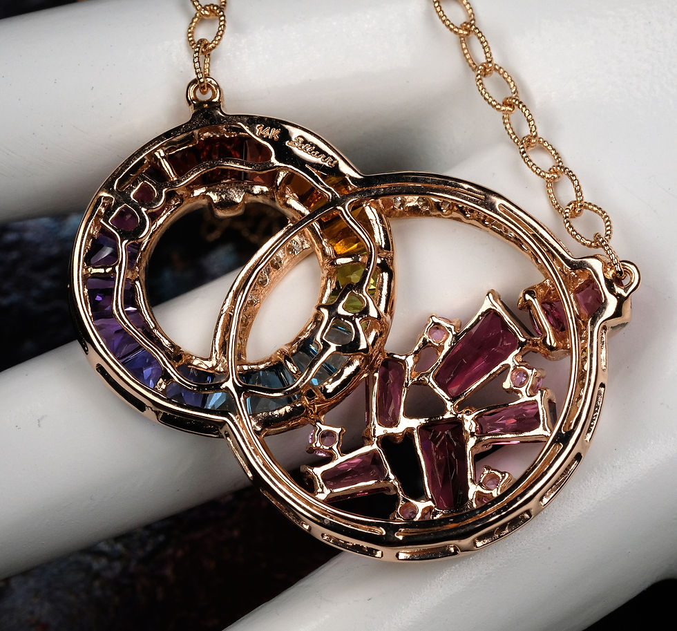 Thumbnail: NEW Bellarri "Rhapsody" 14K RG Multi-Gem Rhodolite Necklace