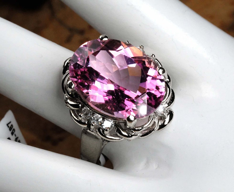 Thumbnail: Pre-Owned 14K WG 12.50ct Pink Tourmaline Diamond Ring Sz 9.25