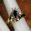 Thumbnail: Pre-Owned 14K YG Blue Sapphire Diamond Ring 4.7gms Size 6
