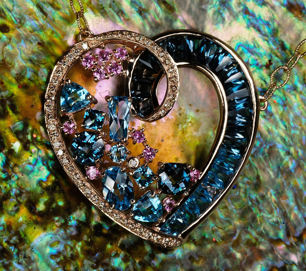 Thumbnail: NEW Bellarri "Sweetheart" 14K RG Topaz Sapphire Necklace
