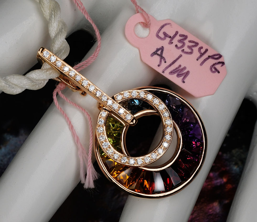 Thumbnail: NEW Bellarri "Poetry in Motion" 18K RG Multi-Gemstone Pendant