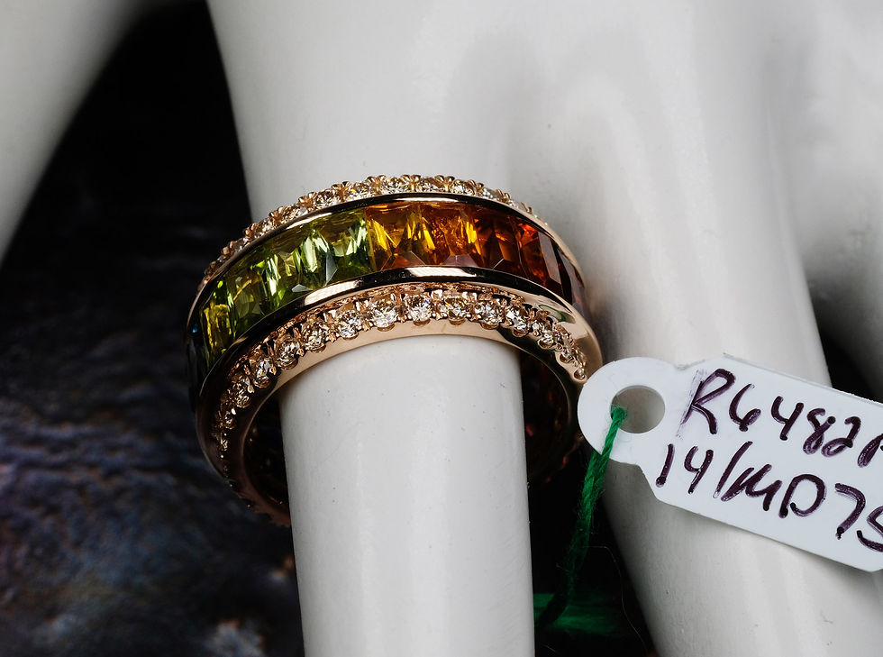 Thumbnail: NEW Bellarri "Eternal Love" 14K RG Multi-Gemstone Diamond Ring Sz 7.5