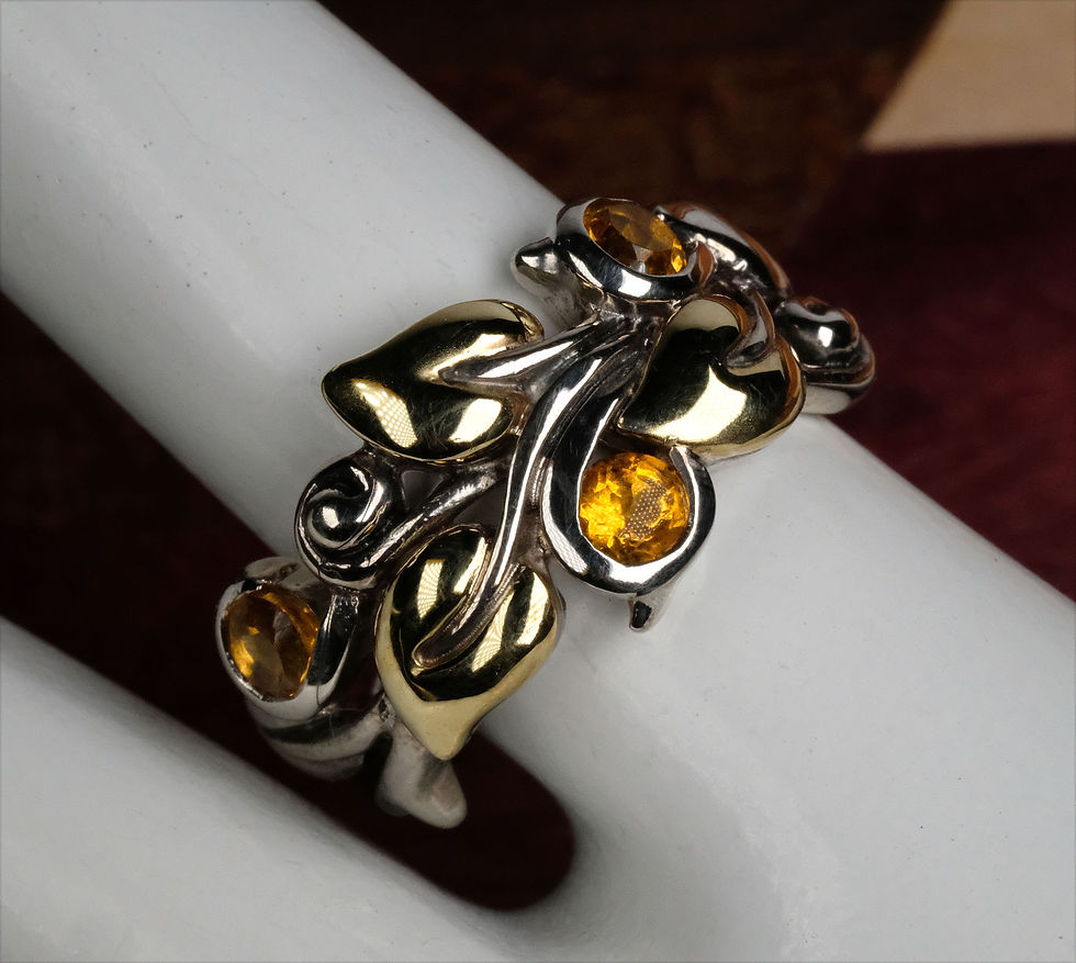 Thumbnail: Pre-Owned Barbara Bixby Sterling 18K Vine & Leaf Citrine Ring Sz 6