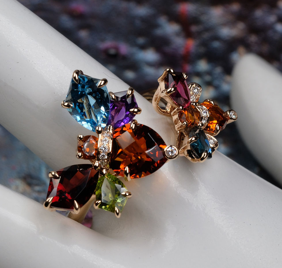 Thumbnail: NEW Bellarri "Queen Bee" 14K RG Multi-Gemstone Diamond Ring