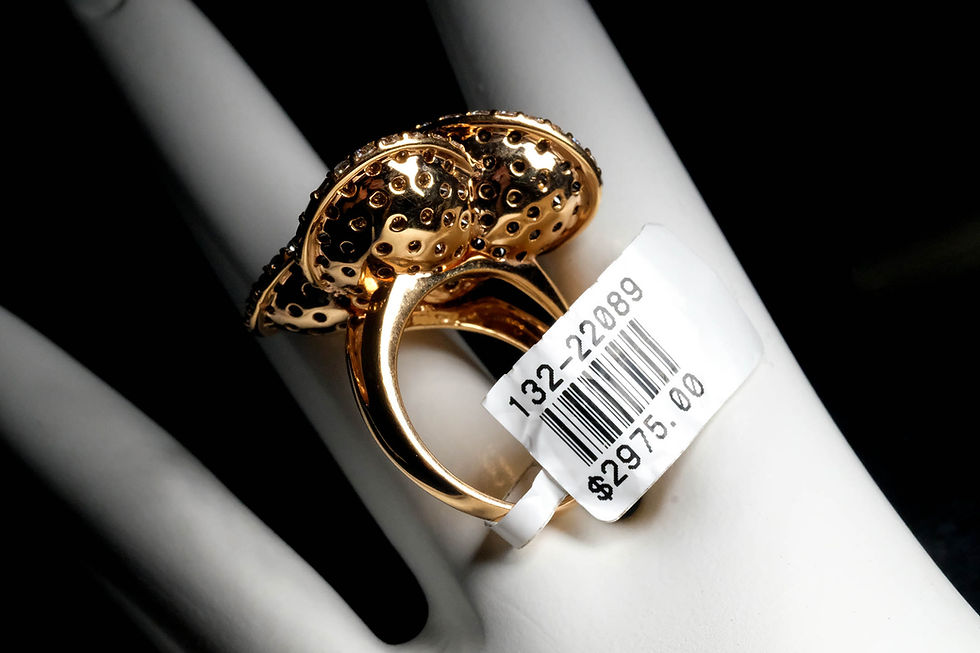 Thumbnail: Pre-Owned 18K RG Black Brown White Diamond Floral Ring Size 6.75